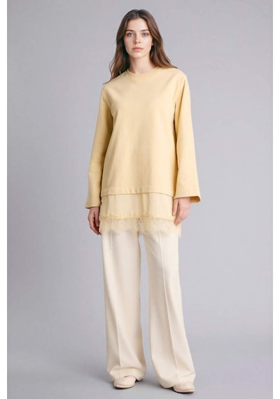 Defacto Regular Fıt Bisiklet Yaka Sweatshirt Tunik G9248ax26spyl252 Sarı-yl252
