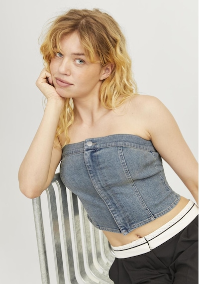 Jack & Jones Kadin Straplez Denim Crop - Tinga 12271603 Medium Blue Denim