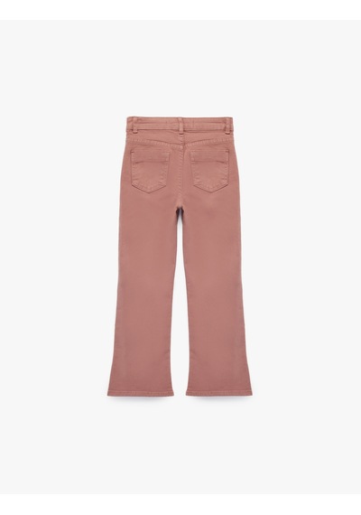 Koton Cep Detaylı Pamuklu İspanyol Paça Denim Pantolon Pembe 6skg40069ad Gül