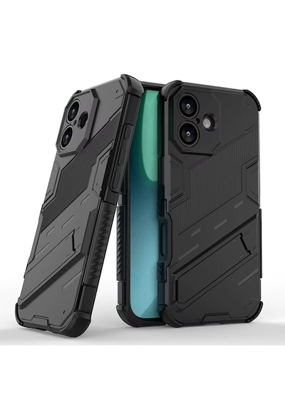 Microcase Apple Uyumlu iPhone 17 Matrix Serisi Armor Standlı Perfect Koruma Kılıf - Siyah Al3416 Siyah