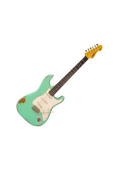 Vintage V6 Icon Elektro Gitar - Distressed Ventura Green