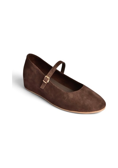 Fox Shoes Y250770702 Kahverengi Süet Alçak Dolgu Tabanlı Kadın Ayakkabı