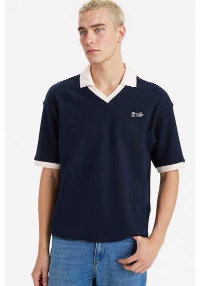 Defacto Dokulu Boxy Fit Polo Tişört F8352ax26spnv64 Lacivert-nv64