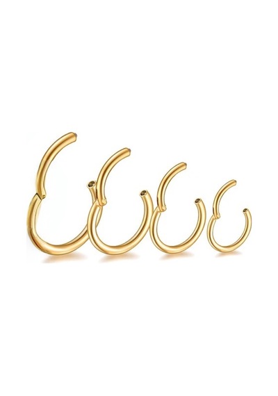 Cerrahi Çelik Tam Halka Klipsli Tragus, Helix Piercing Gold