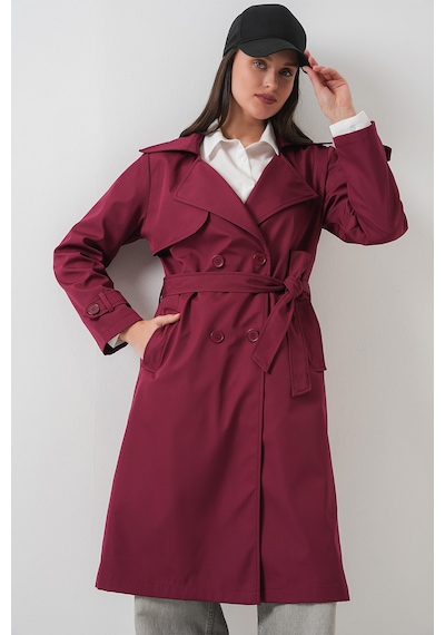 Bigdart 5918 Kruvaze Yaka Trençkot - Bordo