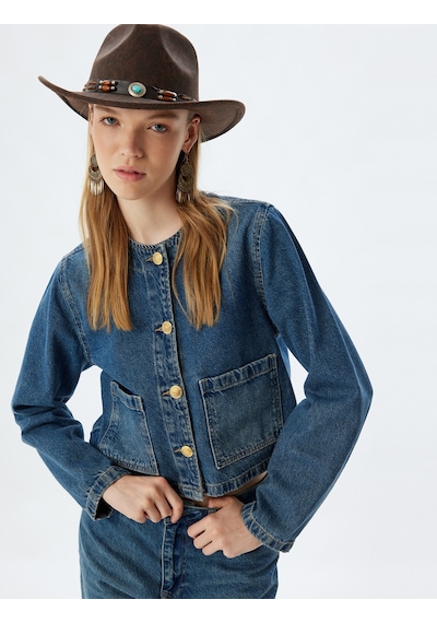 Koton Kot Ceket Cep Detaylı Düğmeli Yuvarlak Yaka Slim Fit Pamuklu Orta İndigo 5wal50013md Indıgo Koton Kot Ceket Cep Detaylı Düğmeli Yuvarlak Yaka Slim Fit Pamuklu Orta İndigo 5wal50013md Indıgo