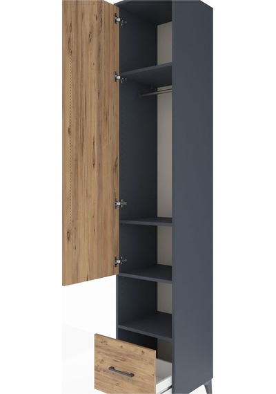 Hyperion Dolap 4 Raflı Tek Çekmeceli Tek Askılı 44x44x243 Ant... Antrasit
