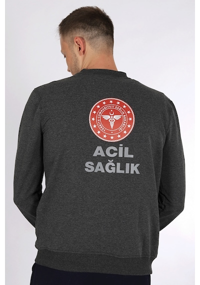 Koyu Gri 112 Acil Sağlık Bisiklet Yaka Mevsimlik Kazak Unisex