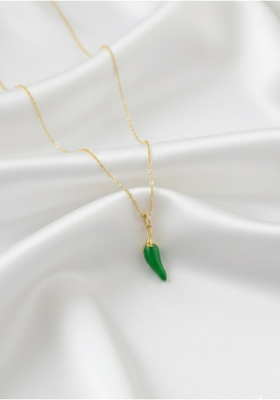 Çekirdekjewelry 925 Ayar Gümüş Yeşil Biber Kolye Yeşil