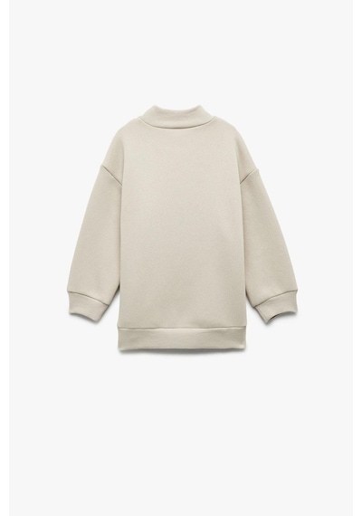 Koton Erkek Bebek Nakışlı Uzun Kollu Şardonlu Dik Yaka Sweatshirt Ekru