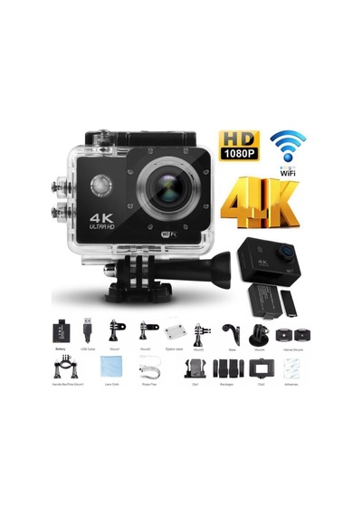 4k Ultra Hd 170 Derece Wifi Aksiyon Kamera Araç Vantuz Siyah
