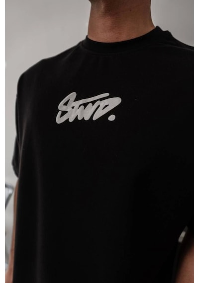 Modi Erkek Baskılı Oversize T-shirt - Siyah - Mymg150387