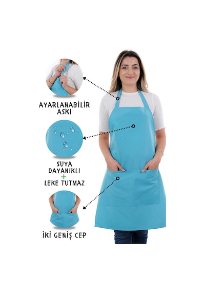 Sevilya Simple Ayar Askılı Mutfak Önlüğü Açık Mavi