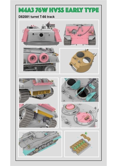 Rfm 5058 1/35 Ölçek, M4a3 76w Hvss Erken Dönem, D82081 Namlu, T-66 Paletli Tankı, Plastik Model Kiti-34469