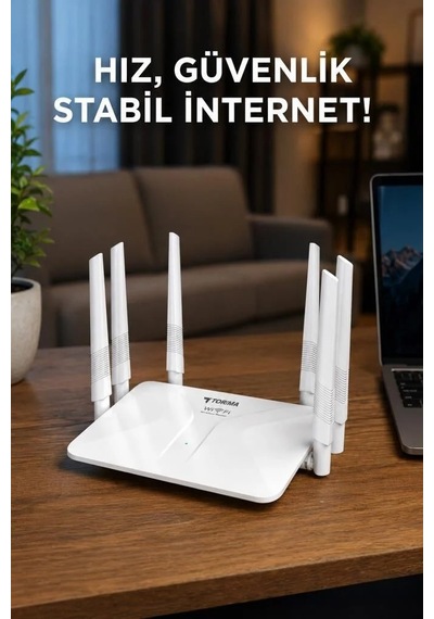 Premium Wifi Router 300mbps 6 Antenli 4 Portlu Wr50q Beyaz Aktarım Cihaz Kablosuz