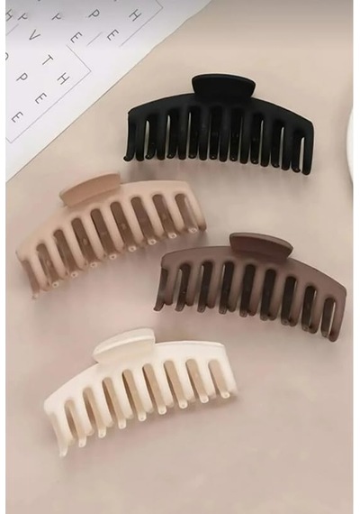 Mandal Toka Kadın Siyah Kahve Kadın Çocuk Mandal Toka 11cm 4'lü Set Diğer