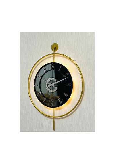 Pey Aksesuar Metal Camlı Duvar Saati 50 X 70 Cm Orta Boy Işıklı Gerçek Cam M51-gold-füme-siyah-gümüş M51-gold-füme-siyah-gümüş