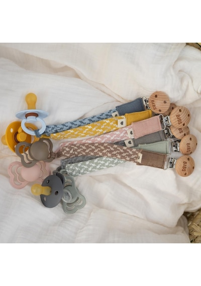 Bibs Paci Braid Emzik Askısı - Blush / Ivory Çok Renkli