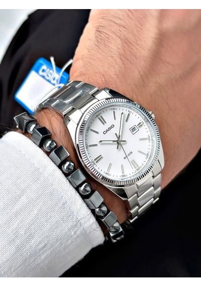 Casio Nda3177  Erkek Kol Saati Gümüş - Beyaz + Bileklik