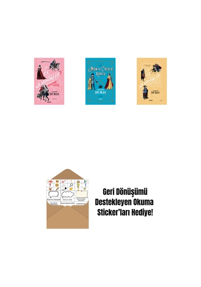Üç Silahşörler 3 - Bragelonne Vikontu Ciltli + Monte Cristo Kontu + Üç Silahşörler Ciltli + Okuma Sticker'ları