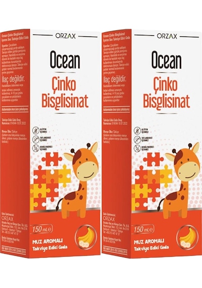 Ocean Çinko Bisglisinat Şurup Muz Aromalı 150 Ml 2 Adet