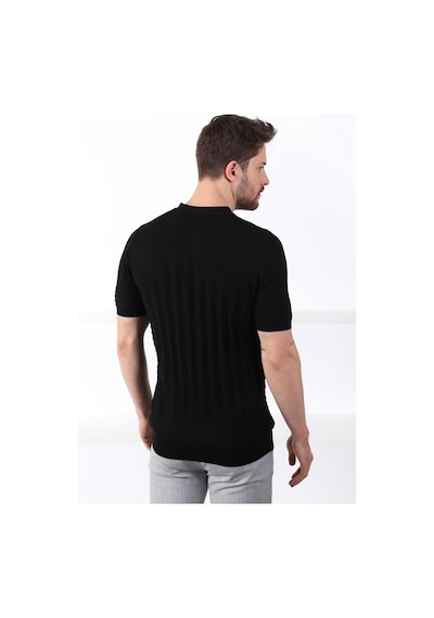 Ferraro Siyah Polo Yaka Fermuarlı Erkek Pamuk Triko T-Shirt-Siyah (417942134) Siyah