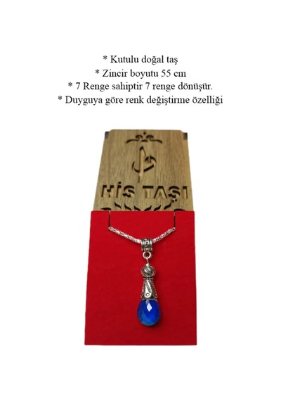His Taşı Kolye Damla Model Duygulara Isıya Göre Renk Değiştiren His Kolyesi His