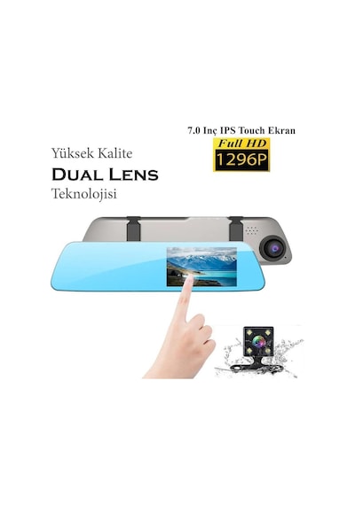 Araç Yol Kayıt Kamerası Dikiz Aynalı Full Hd Ön-arka Kameralı/Gece Görüşlü