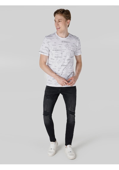 Colin's Colins Regular Fit Bisiklet Yaka Baskılı Beyaz Erkek Kısa Kol Tişört Cl1064698 Beyaz