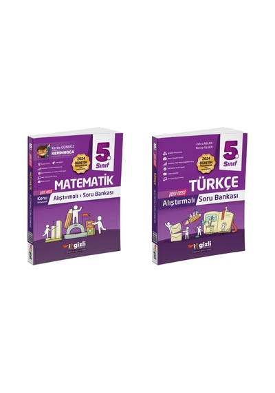 Gizli 2025 5. Sınıf Matematik + Türkçe Alıştırmalı Soru Bankası Seti 2 Kitap