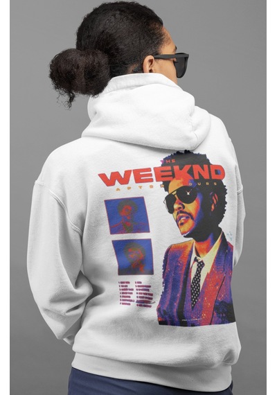 Sevbano The Weeknd After Hours Rapper Şarkıcı Sırt Baskılı Unisex Oversiz beyaz