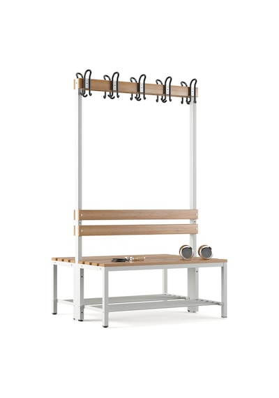 Ayakkabılıklı 4 Ayaklı Çift Taraflı Bank, Kanca Şeritli Bank, 10 Kanca, 100x85x170 Cm, Spor Bankı