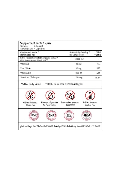 Validus Active Hexose Correlated Compound 3000 Mg 120 Kapsül