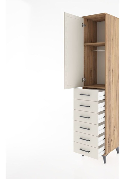 Hyperion Dolap 2 Raflı 6 Çekmeceli Tek Askılı 44x44x221 Çam-aytaşı Atlas Çam
