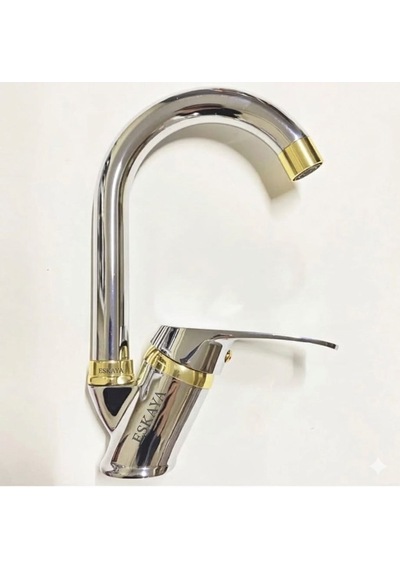 Eshome Krom Gold Mix Kuğu Banyo Mutfak Ve Lavabo Bataryası Musluğu 3 Lü Set