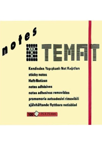 Temat 75 X 75 Mm Pastel Sarı Postit - Yapışkanlı Kağıt