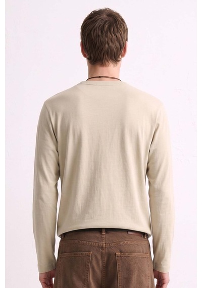 Barrels And Oıl Erkek Bisiklet Yaka İnce Sweatshirt 5074 - Bej Bej