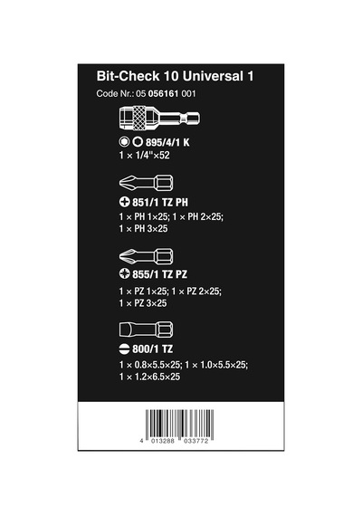 Wera Uç Çeşitleri, Bit-check, 10 Universal 1, 10 Parça, 050561610