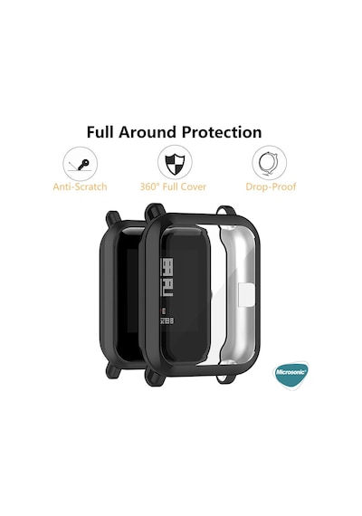 Microsonic Amazfit Bip Kılıf 360 Full Round Soft Silicone Siyah