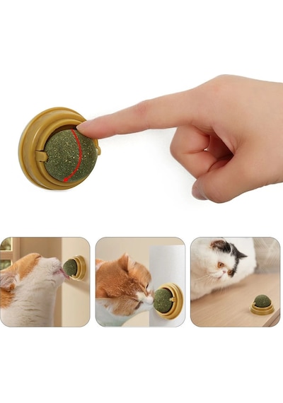 Duvara Yapışan Dönen Kedi Nanesi Cat Oyun Topu Doğal Kedi Oyuncağı