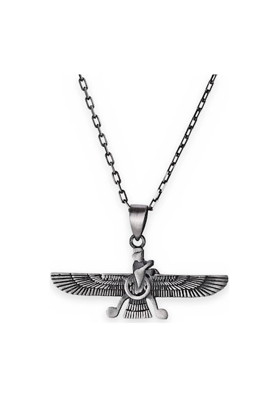 Kambo El Yapımı 925 Ayar Gümüş Faravahar Büyük Boy Kolye - 50 Cm