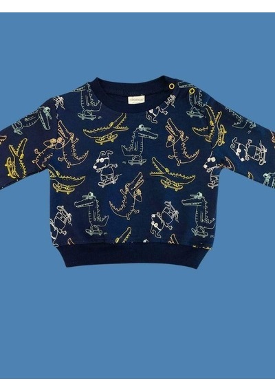 Cantoy Erkek Bebek Dinazor Desenli Sweatshirt-15354 Lacivert