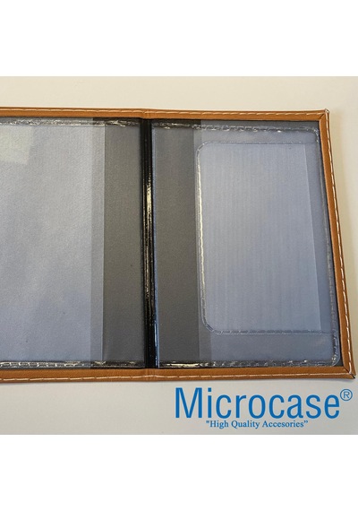 Microcase Suni Deri Oto Ruhsat Kabı Kılıfı Ruhsatlık 2 Adet - Al5037 Taba