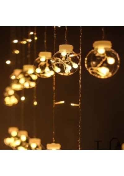 10 Sarkıtlı Kumandalı Dekoratif Top İçi Mini Toplu Led Günışığı Rengi Dekoratif Aydınlatma -