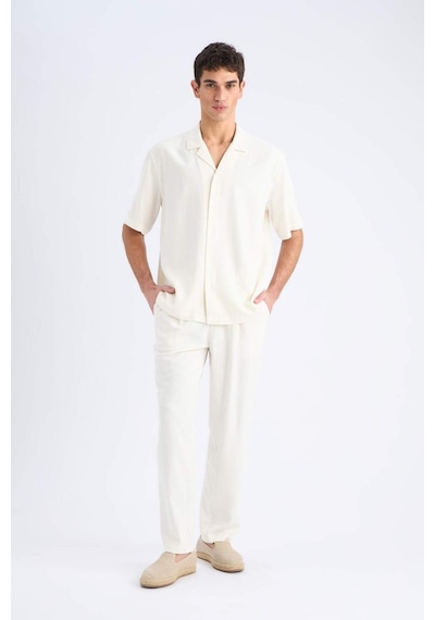 Defacto Yazlık Viskon Jogger Pantolon Regular Fit Normal Kesim Keten Karışımlı Düz Paça Cepli B4867ax25smbg686 Bej