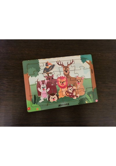 Hayvanlar Alemi 10 - 16 Parça Eğitici Öğretici Ahşap Çocuk Puzzle Yapboz Bebek Çocuk Oyuncak