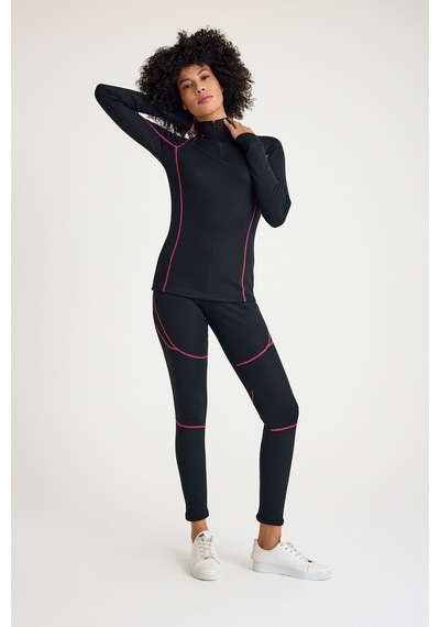 Scorp Thermo-fit Extreme Kadın Termal İçlik Fermuarlı Üst Kayak İçliği Siyah Siyah
