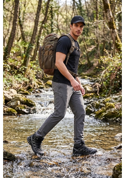 Buratti Normal Kalıp Lastikli Bel Düz Paça Trekking Pantolon Erkek Pantolon 693159 Füme