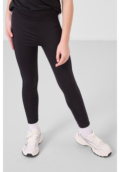 Tommylife Siyah O Yaka Yan Şerit Detaylı Standart Fit Performans Kız Çocuk Tayt Takım - 75191 Siyah