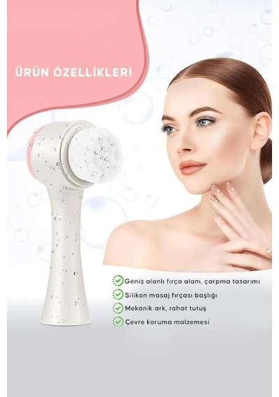 Çift Taraflı Cilt Temizleme Fırçası Ve Silikon Siyah Nokta Temizleme Aparatı, Yüz Masaj